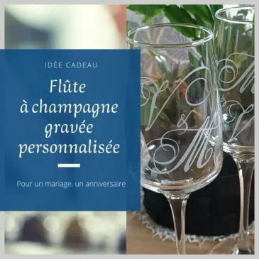 Flûte à champagne personnalisée gravée pour un mariage ou n anniversaire