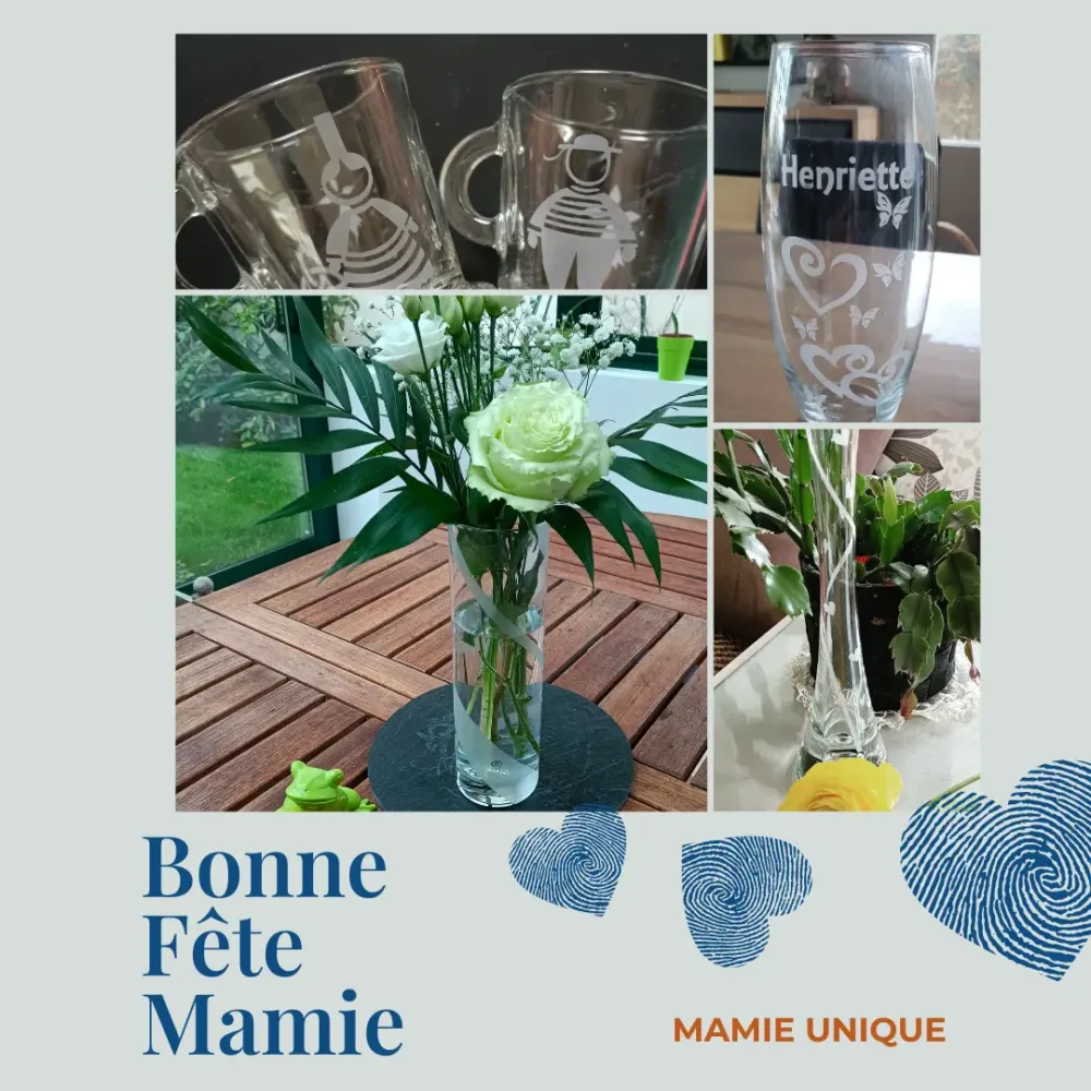 Bonne fête mamie Cadeau unique gravé par Algan de Lux à St-Brieuc pour la fête des grand-mères 2026