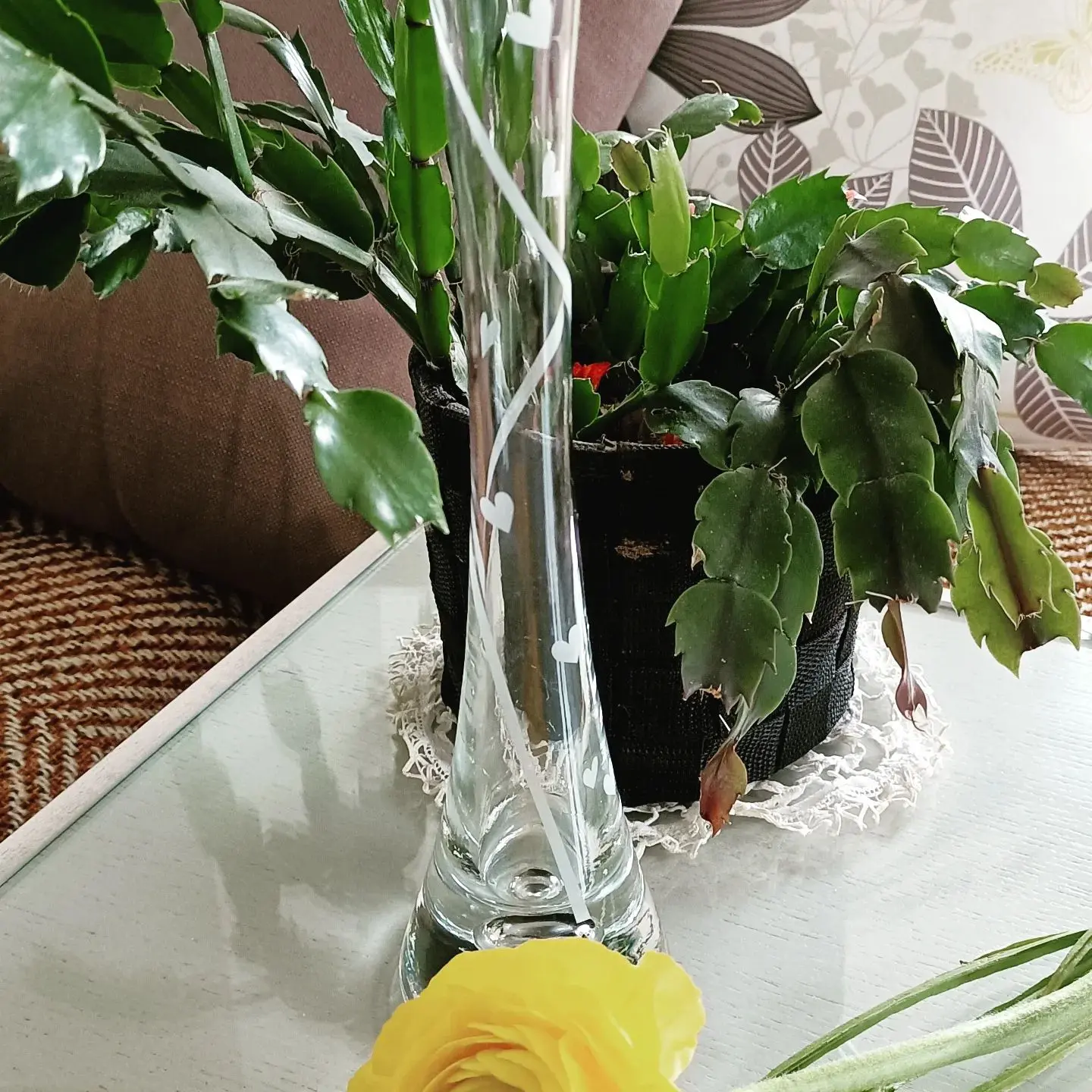 vase soliflore coeurs gravé par sablage Algan de Lux