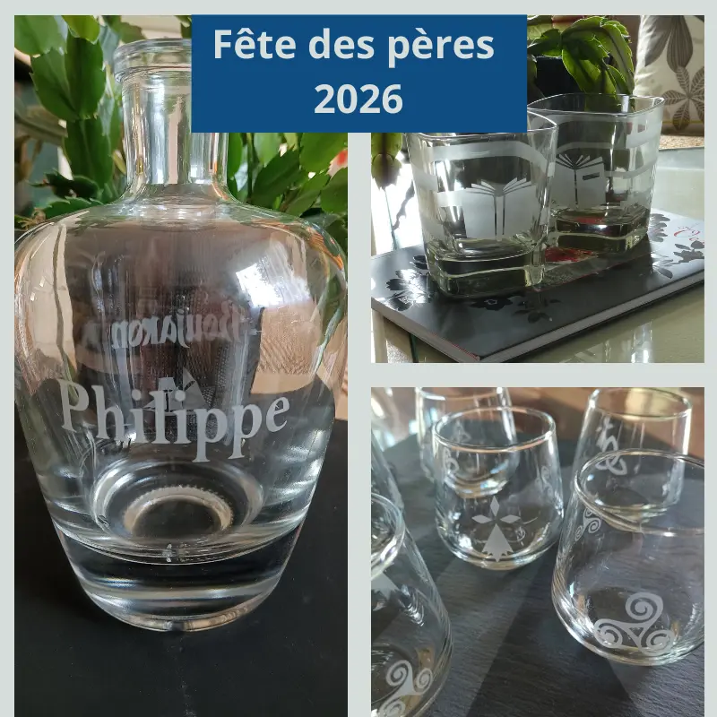 Fête des pères 2026 - Idées cadeaux personnalisés - Gravure sur verre