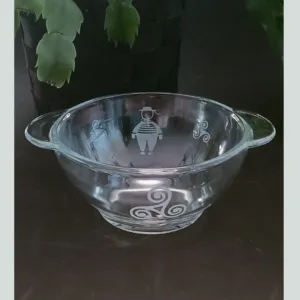 Bol breton en verre -Triskel et Mr breton gravés par sablage à Saint-Brieuc
