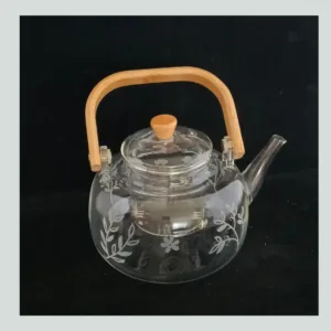Théière en verre gravée | Thème floral